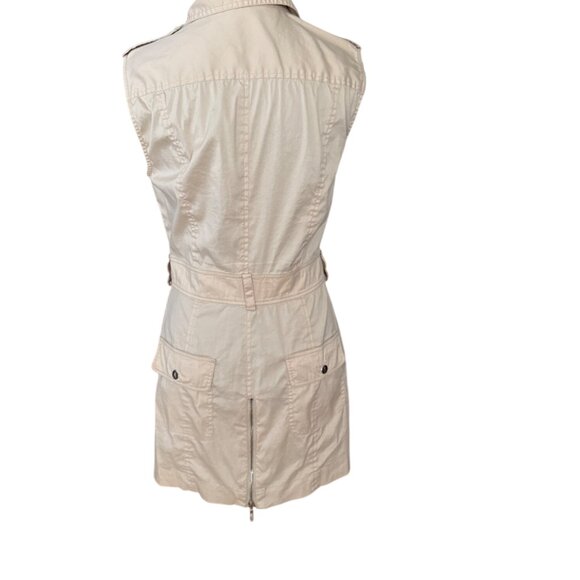 Marciano Beige Sleeveless Button-Up Utility Dress With Pockets Size S - Picture 6 of 7
